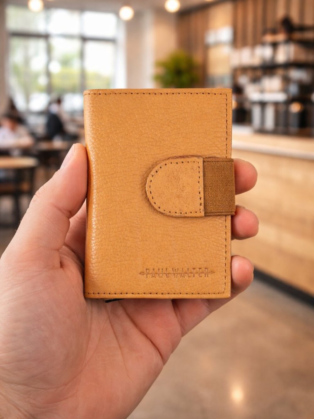 GENUINE LEATHER Automatic POP-UP Credit Card Holder with RFID Blocking